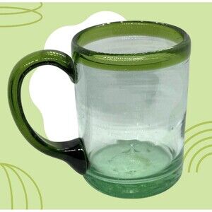 Vintage large recycled green and clear Mexican beer glass 20 fl. oz,